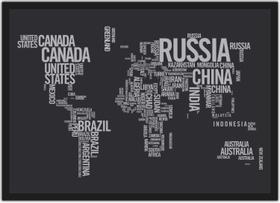 Quadro Decorativo Mapas Mundo Países Continentes Decorações Com Moldura G02