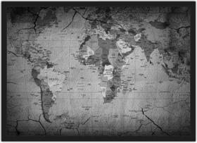 Quadro Decorativo Mapas Mundo Países Continentes Decorações Com Moldura G03