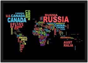 Quadro Decorativo Mapas Mundo Países Continentes Decorações Com Moldura G04
