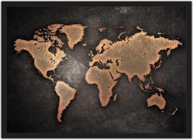 Quadro Decorativo Mapas Mundo Países Continentes Decorações Com Moldura G05