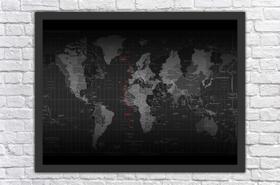 Quadro Decorativo Mapas Mundo Quartos e Salas Decorações Com Moldura