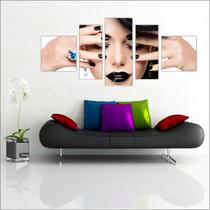 Quadro Decorativo Maquiagem Salão De Beleza Fashion Hair 5 Peças TT13