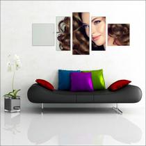 Quadro Decorativo Maquiagem Salão De Beleza Fashion Hair 5 Peças TT19