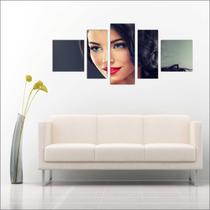 Quadro Decorativo Maquiagem Salão De Beleza Fashion Hair 5 Peças TT22