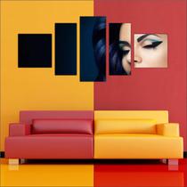 Quadro Decorativo Maquiagem Salão De Beleza Fashion Hair 5 Peças TT4