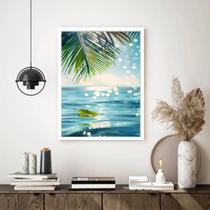 Quadro Decorativo Mar Calmo Folhas - 70x50cm