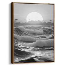 Quadro decorativo Mar e seu pôr do Sol preto e branco - Art Canvas