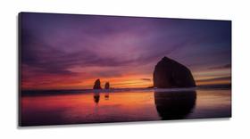 Quadro Decorativo Mar Entardecer Primavera em Tecido Canvas 130x60