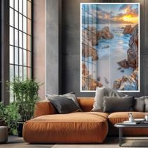 Quadro decorativo mar entre pedras vertical