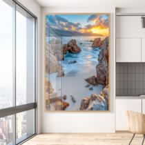 Quadro decorativo mar entre pedras vertical