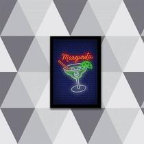 Quadro Decorativo Margarita Simulando Neon 45x34cm - com vidro