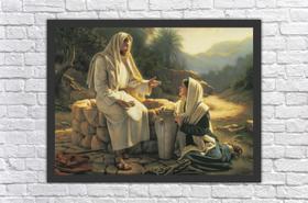 Quadro Decorativo Maria e Jesus Cristo Cruz Católico Religioso Salas Decorações Com Moldura