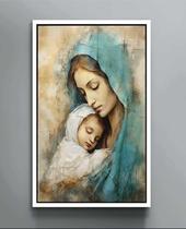 Quadro Decorativo Maria Nossa Senhora Jesus Canvas Moldura Filete