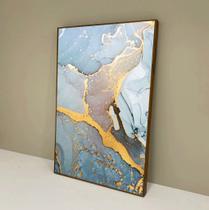 Quadro decorativo Marmorizado Azul e Dourado Quadro decorativo Marmorizado Azul e Dourado