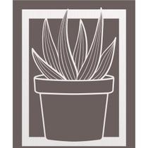 Quadro Decorativo Mdf Branco Vaso De Suculenta 40X20Cm