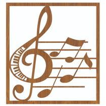 Quadro Decorativo Mdf Carvalho Nota Musical 40X20Cm