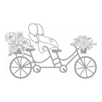 Quadro Decorativo Mdf Cinza Bicicleta Floral 40X20Cm