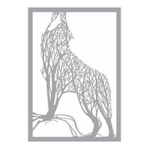 Quadro Decorativo Mdf Cinza Lobo 40X20Cm