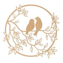 Quadro Decorativo Mdf Cru Casal De Passarinhos 40X20Cm Quadro Decorativo Mdf Cru Casal De Passarinhos 40X20Cm