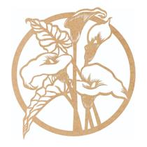 Quadro Decorativo Mdf Cru Flor Copo De Leite 40X20Cm