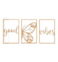 Quadro Decorativo Mdf Cru Good Vibes 40X20Cm Quadro Decorativo Mdf Cru Good Vibes 40X20Cm
