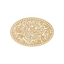 Quadro Decorativo Mdf Cru Oval Rosas 40X20Cm