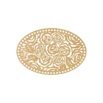 Quadro Decorativo Mdf Cru Oval Rosas 40X20Cm Quadro Decorativo Mdf Cru Oval Rosas 40X20Cm