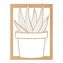 Quadro Decorativo Mdf Cru Vaso De Suculenta 40X20Cm