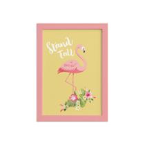 Quadro Decorativo MDF Flamingo e Folha Moldura Rosa 22x32cm Quadro Decorativo MDF Flamingo e Folha Moldura Rosa 22x32cm