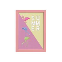 Quadro Decorativo MDF Flamingo Summer Moldura Rosa 22x32cm Quadro Decorativo MDF Flamingo Summer Moldura Rosa 22x32cm