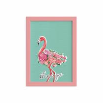 Quadro Decorativo MDF Flamingos e Flores Moldura Rosa 22x32cm Quadro Decorativo MDF Flamingos e Flores Moldura Rosa 22x32cm