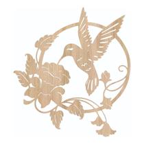 Quadro Decorativo Mdf Marfim Beija-Flor 40X20Cm