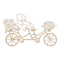 Quadro Decorativo Mdf Marfim Bicicleta Floral 40X20Cm - Doce Arte Em Madeira