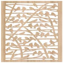 Quadro Decorativo Mdf Marfim Passarinhos 40X20Cm