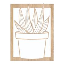 Quadro Decorativo Mdf Marfim Vaso De Suculenta 40X20Cm