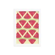 Quadro Decorativo MDF Melancia Pedaços Moldura Branca 33x43cm