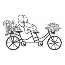 Quadro Decorativo Mdf Preto Bicicleta Floral 40X20Cm