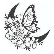 Quadro Decorativo Mdf Preto Borboleta Floral 40X20Cm Quadro Decorativo Mdf Preto Borboleta Floral 40X20Cm