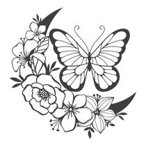 Quadro Decorativo Mdf Preto Borboletas 40X20Cm