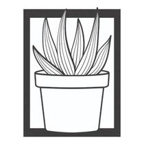 Quadro Decorativo Mdf Preto Vaso De Suculenta 40X20Cm