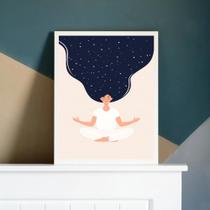 Quadro Decorativo Meditação 33x24cm Moldura Branca