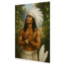 Quadro Decorativo Meditação Caboclo Pena Branca Canvas 60x40