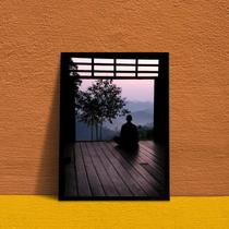 Quadro Decorativo Meditação Fotografia Monge 24x18cm - com vidro