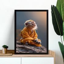 Quadro Decorativo Meditação - Macaquinho 24x18cm - com vidro Quadro Decorativo Meditação - Macaquinho 24x18cm - com vidro