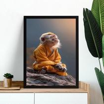 Quadro Decorativo Meditação - Macaquinho 33X24Cm - Com Vidro