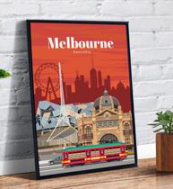 Quadro Decorativo Melbourne Cidades Famosas Desenho