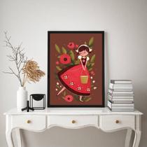 Quadro Decorativo Menininha Camponesa 45x34cm - com vidro Quadro Decorativo Menininha Camponesa 45x34cm - com vidro