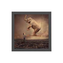 Quadro Decorativo Menino Com Elefante 20x20cm Quadro Decorativo Menino Com Elefante 20x20cm