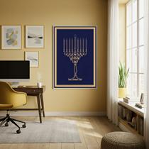 Quadro Decorativo Menorá - Símbolo do Judaísmo - 70x50cm Cor:Moldura Preta Quadro Decorativo Menorá - Símbolo do Judaísmo - 70x50cm Cor:Moldura Preta