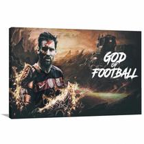 Quadro decorativo Messi God of Football Tela em Tecido